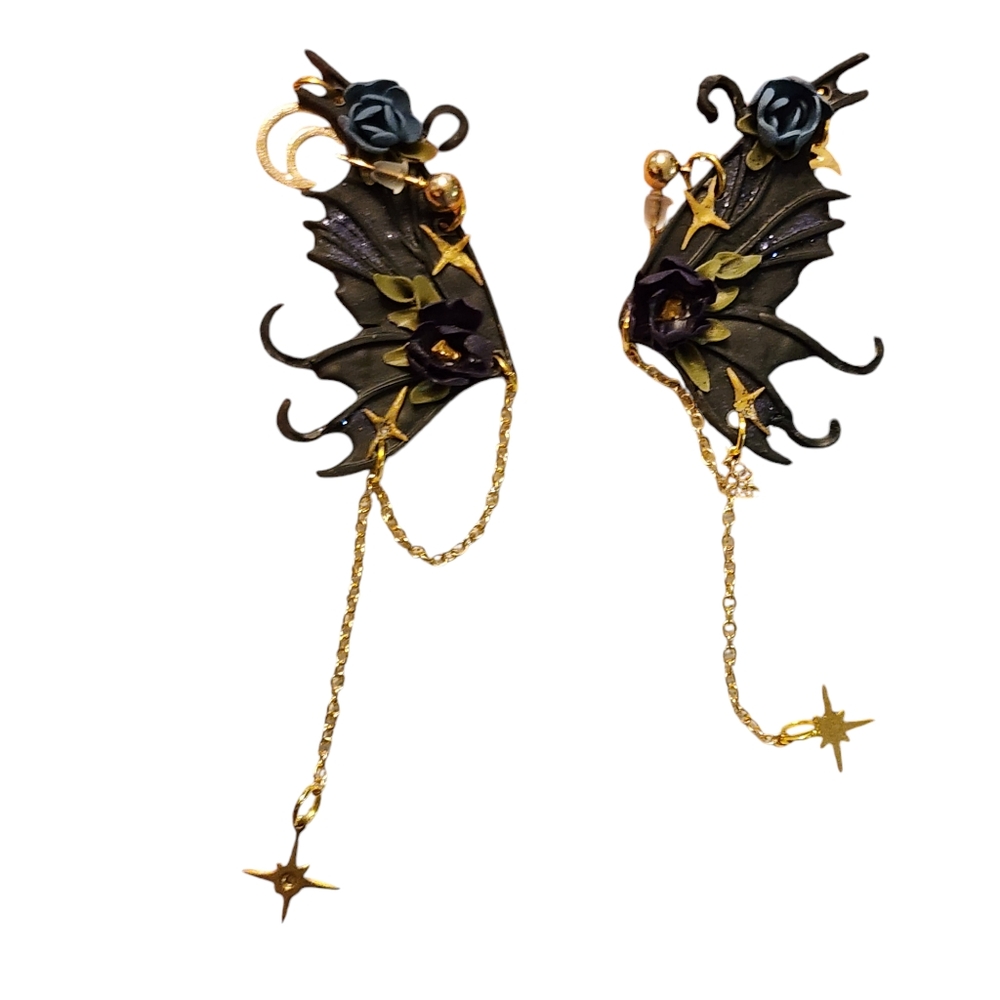 Polymer clay celestial wings earrings